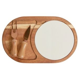 Twine Living Co. Gourmet Wood & Ceramic Cheese Board Set